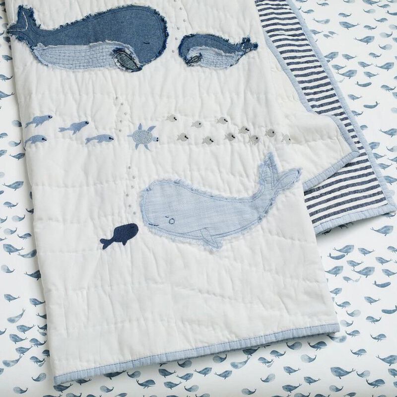 Pottery Barn Kids Cost Engineered Jack Whale Baby Quilt Toddler Blue Multi image number 2